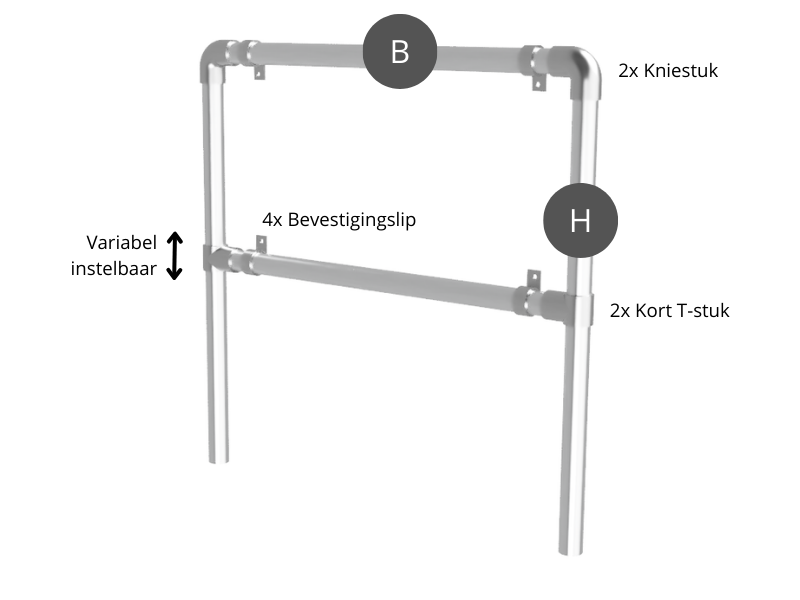 Reclameframe voor bord uit buis Ø 33,7 mm aluminium